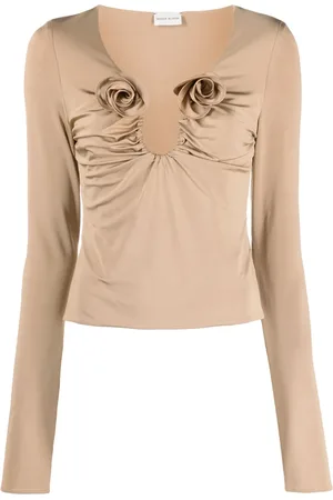 MAGDA BUTRYM Blusa fruncida con aplique floral