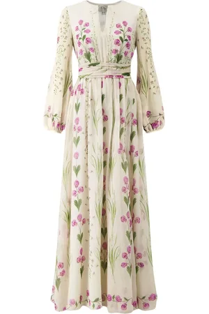 Giambattista Valli Vestido largo de seda Pensées Sauvage