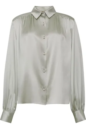 ADAM LIPPES Blusa de seda con botones de perla