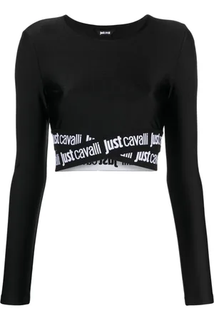Roberto Cavalli Playera manga larga con franja del logo