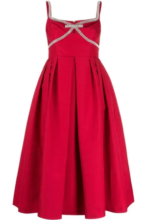 Self-Portrait Vestido midi con ribete de strass
