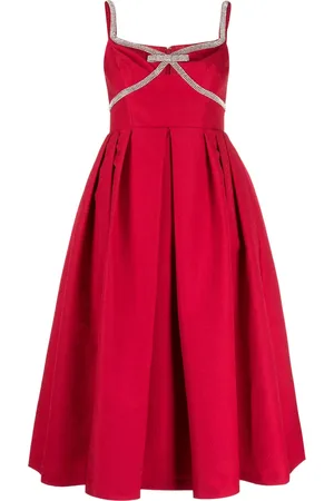 Self-Portrait Vestido midi con ribete de strass