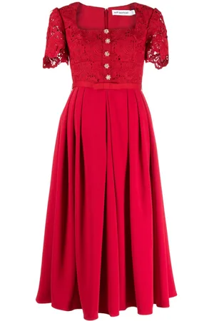 Las mejores ofertas en Vestidos de encaje rojo de manga larga para mujeres