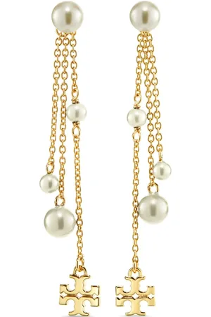 Tory Burch Aretes Kira con dije de perla