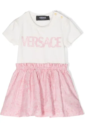 VERSACE Vestido acampanado con logo estampado