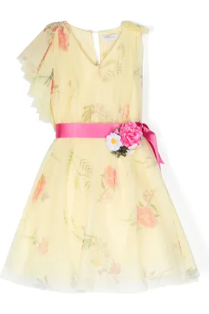 MONNALISA Vestido con estampado floral y cuello en V