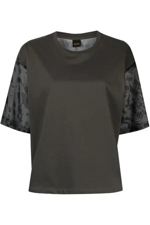 HUGO BOSS Playera con estampado de leopardo y paneles