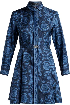VERSACE Vestido camisero de seda con estampado Barocco