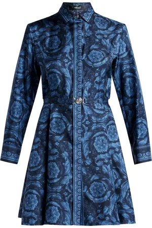 VERSACE Vestido camisero de seda con estampado Barocco