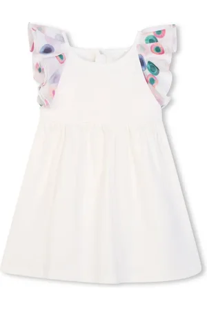 Chloé Vestido con logo bordado y ribete de volantes