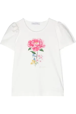 MONNALISA Playera con estampado floral y cuello redondo