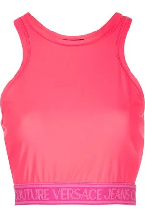 VERSACE Top con franja del logo y espalda de nadador