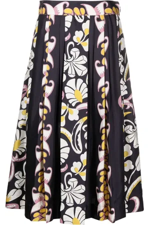Tory Burch Falda de seda plisada con estampado floral