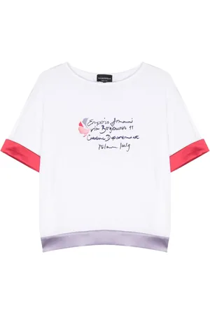 Emporio Armani Playera con logo estampado y ribete en contraste