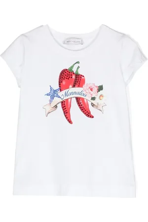 MONNALISA Playera con estampado gráfico y detalles de cristal