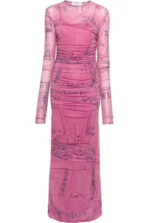 BLUMARINE Vestido largo fruncido con estampado cargo