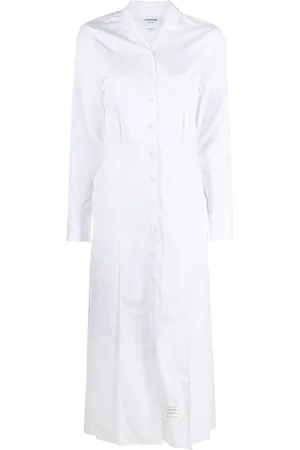 Thom Browne Vestido camisero de popelina con pliegues