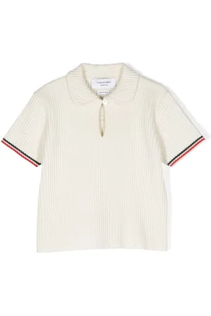 Thom Browne Playera tipo polo tejida de canalé con botones