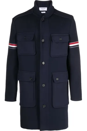 Thom Browne Abrigo de canalé con motivo de rayas RWB