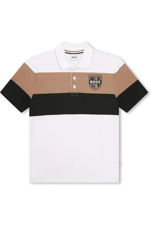 HUGO BOSS Playera tipo polo con logo estampado y motivo de rayas