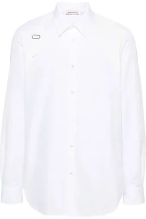 Alexander McQueen Camisa de seda con detalle de hebilla