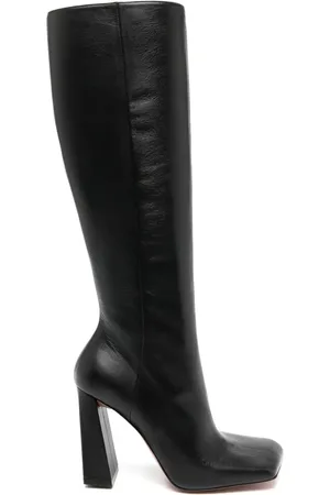 Amina Muaddi Botas altas Marine con tacón de 95mm