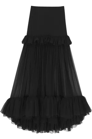 Saint Laurent Falda midi a capas transparentes