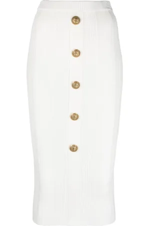 Balmain Falda midi tejida de canalé