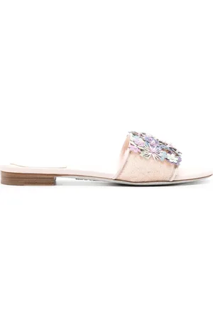 RENE CAOVILLA Mules con detalles de encaje y tacón de 20mm