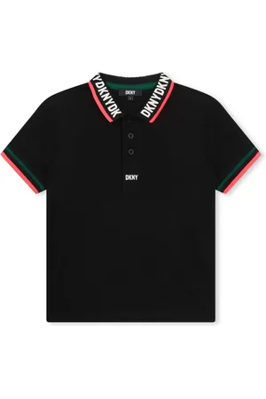 DKNY Playera tipo polo con borde en contraste