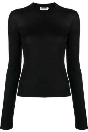 Saint Laurent Suéter de tejido fino con cuello redondo