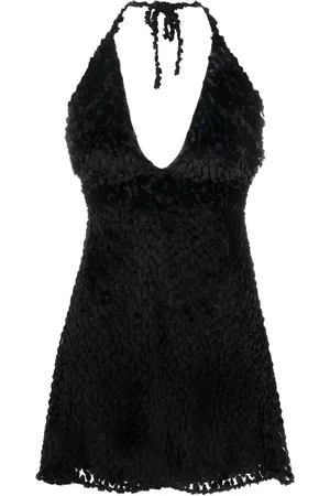 Saint Laurent Vestido corto con cuello halter