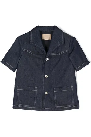 Gucci Camisa de mezclilla con parche del logo