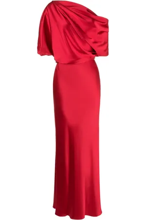 Amsale Vestido largo drapeado con hombros descubiertos