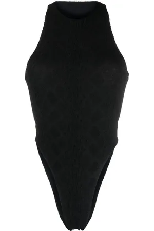 Saint Laurent Traje de baño con espalda descubierta y acabado en relieve