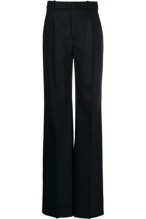 Saint Laurent Pantalones con motivo de rayas diplomáticas y tiro alto