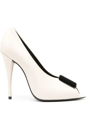 Saint Laurent Zapatillas de seda con peep-toe y tacón de 115mm