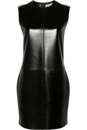 Saint Laurent Vestido corto cuero sin mangas