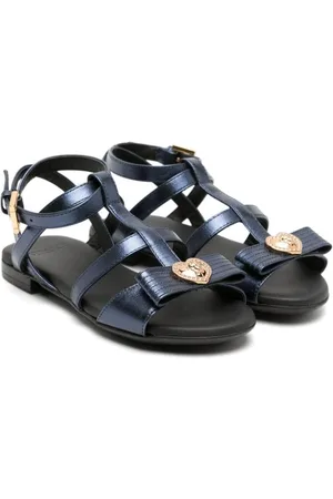 VERSACE Sandalias metalizadas con detalle de moño