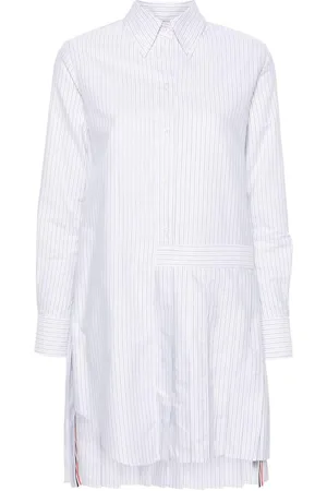 Thom Browne Vestido camisero plisado con motivo de rayas