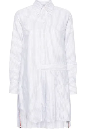 Thom Browne Vestido camisero plisado con motivo de rayas