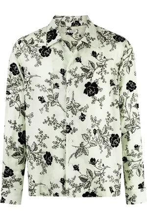 BODE Camisa con cuello de pico y estampado floral