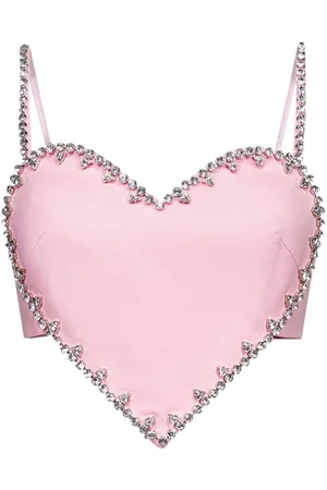 AREA Top corto con forma de corazón y detalles de cristal