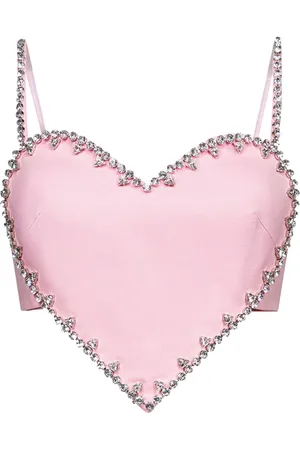AREA Top corto con forma de corazón y detalles de cristal