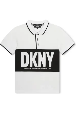 DKNY Playera tipo polo con diseño color block