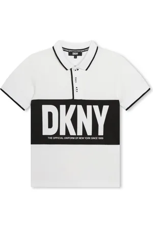 DKNY Playera tipo polo con diseño color block