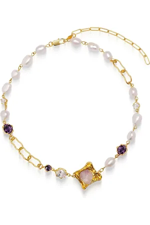 Nialaya Collar de perlas con detalles de cristal