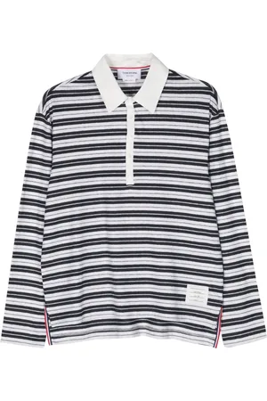Thom Browne Playera tipo polo manga larga con rayas estampadas