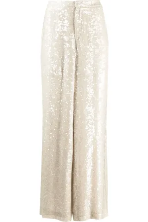 LAPOINTE Pantalones anchos bordados con lentejuelas