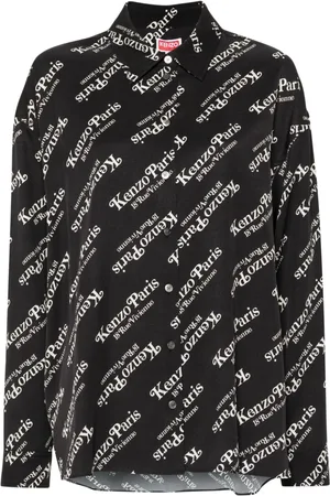 Kenzo Camisa de sarga con logo estampado